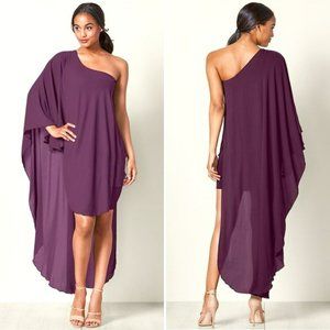 💥CHIC & SEXY💥VENUS One Shoulder Asymmetrical Cape Dress in Plum